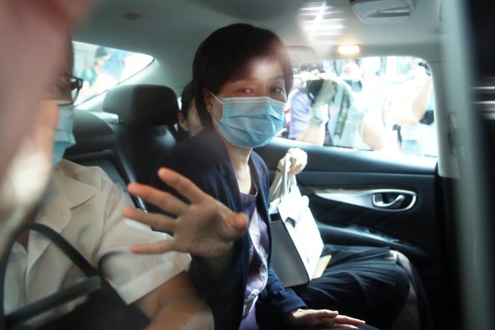 Undersecretary for Education Christine Choi leaves Queen Elizabeth Hospital on Thursday. Photo: Sam Tsang