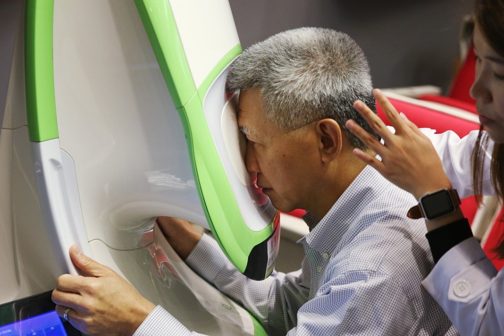Demonstration of an Ultra-wide Field Retinal Imaging machine which could be used to test for Alzheimer's Disease. Photo: Sam Tsang