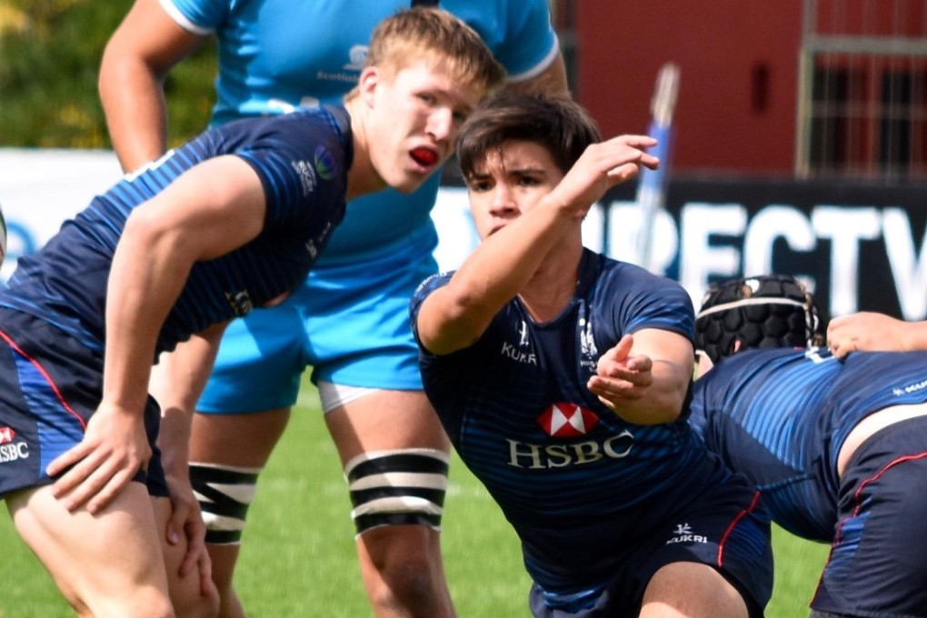 Scrum half Mark Coebergh gets the ball moving for Hong Kong. Photo: World Rugby