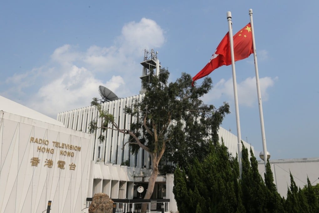 A Chinese national flag and Hong Kong flag flutter in front of Radio Television Hong Kong in Kowloon Tong. Photo: Dickson Lee
