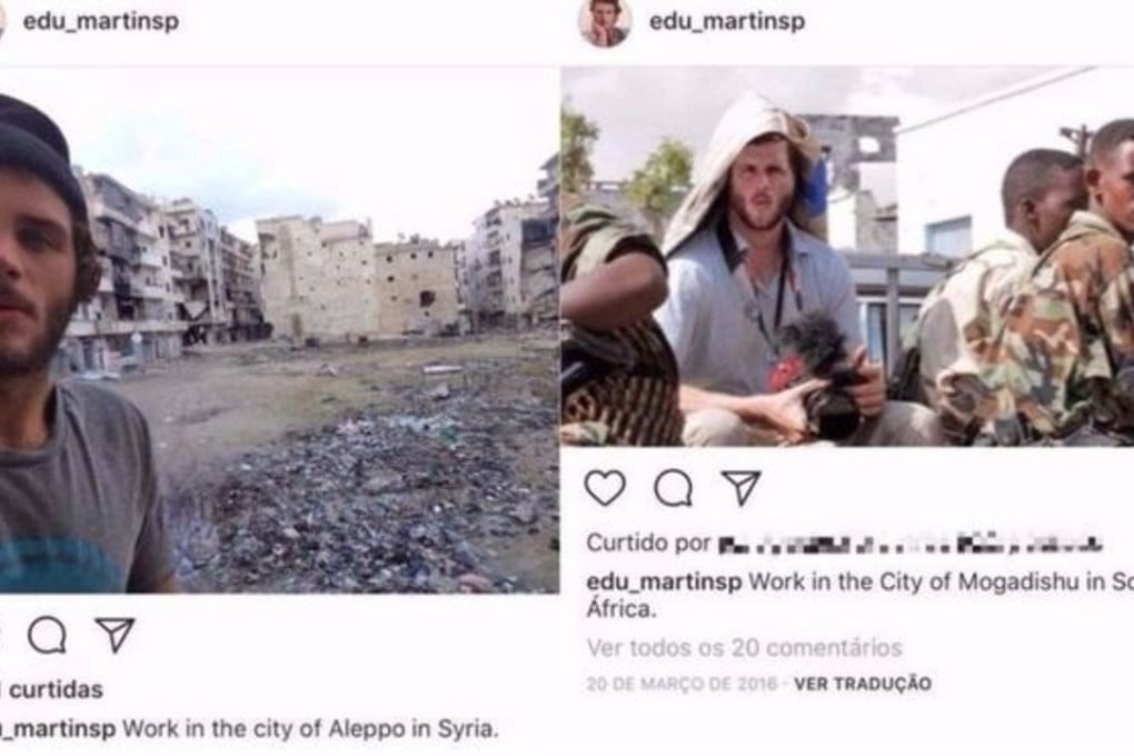 The fake photograher Eduardo Martins was photoshopped into a variety of conflict-zone settings. Photos: Instagram