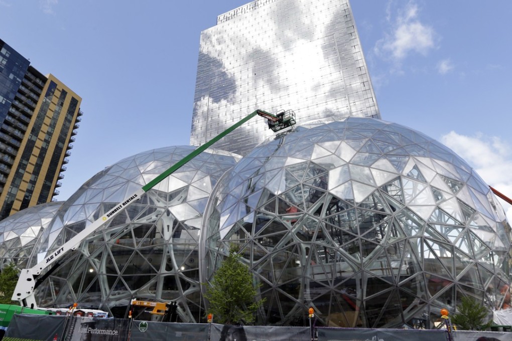 Three large, glass-covered domes are part of the Amazon.com campus in downtown Seattle. Amazon said on Thursday, September 7, that it will spend more than US$5 billion to build another headquarters in North America to house as many as 50,000 employees. Photo: AP