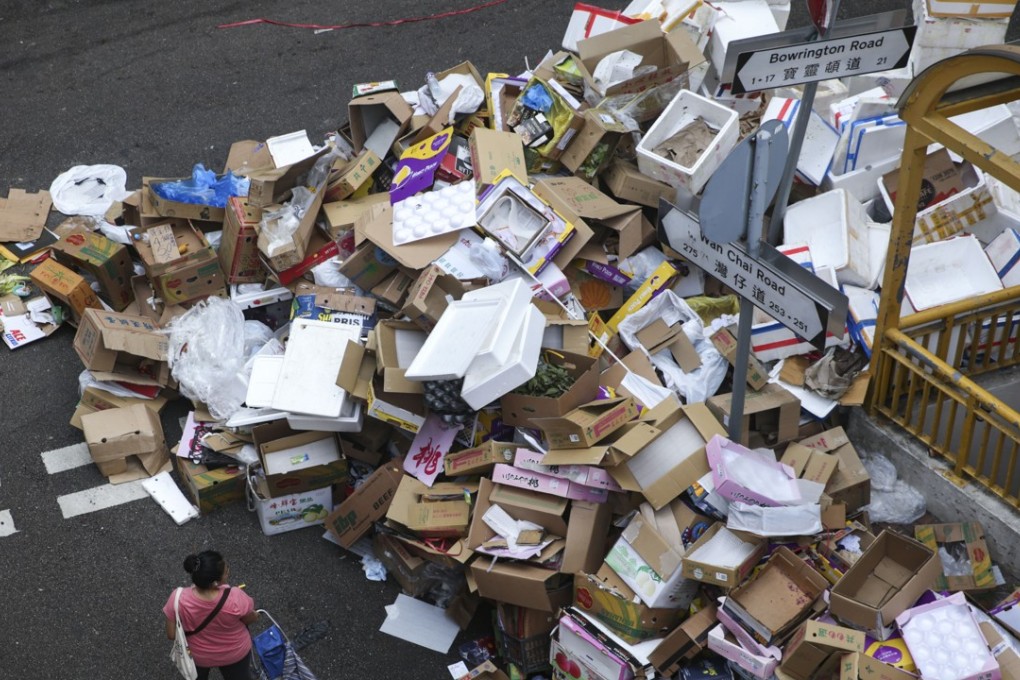 Paper and cardboard piled high on the Hong Kong streets. Photo: Sam Tsang