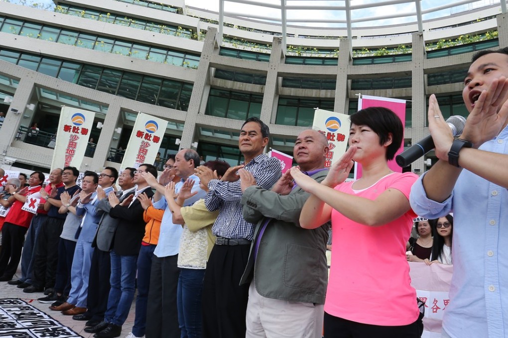 A protest at Education University against the message mocking Christine Choi after the suicide of her son on Thursday. Photo: Dickson Lee
