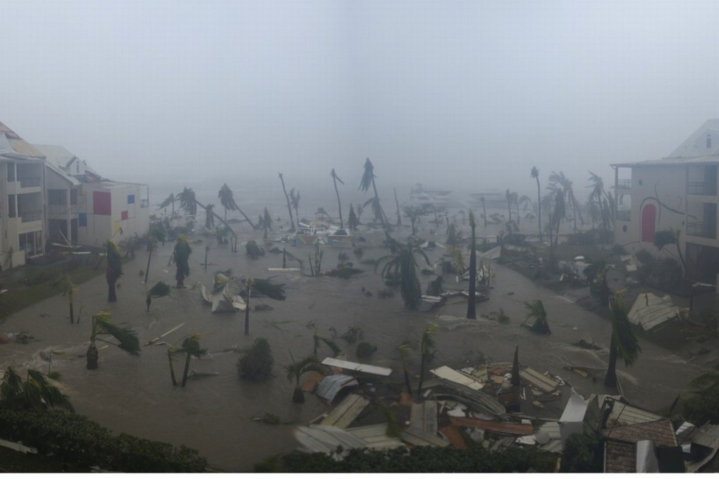A photo taken on Wednesday shows the Hotel Mercure in Marigot, near the Bay of Nettle, Saint Martin, being battered during the passage of Hurricane Irma. Photo: AFP