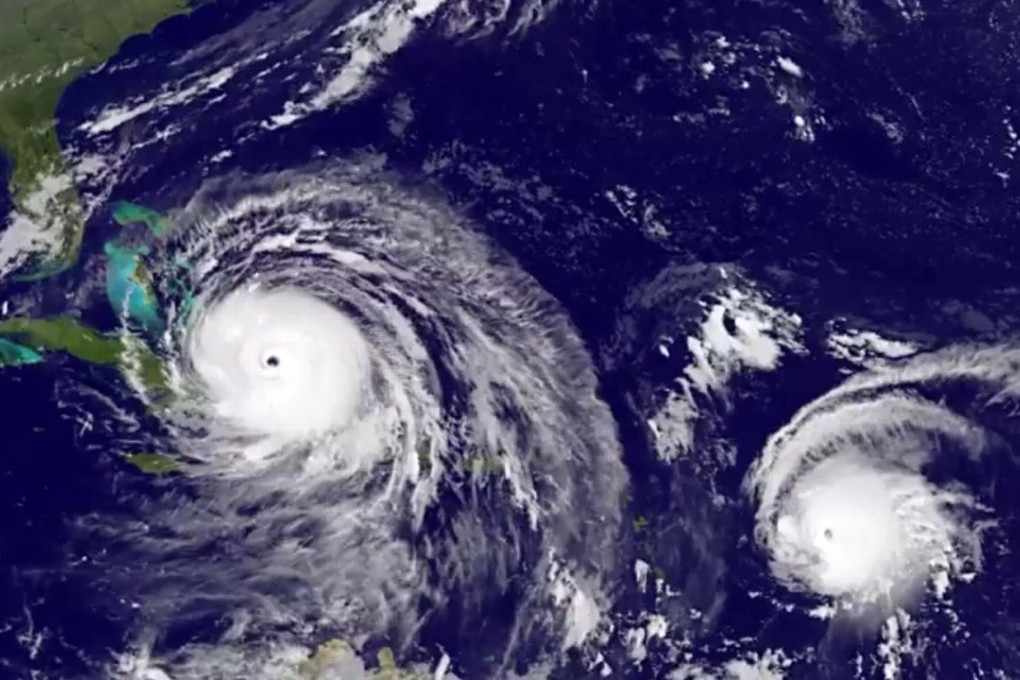Hurricane Irma and Jose (right) over the Caribbean. Photo: EPA