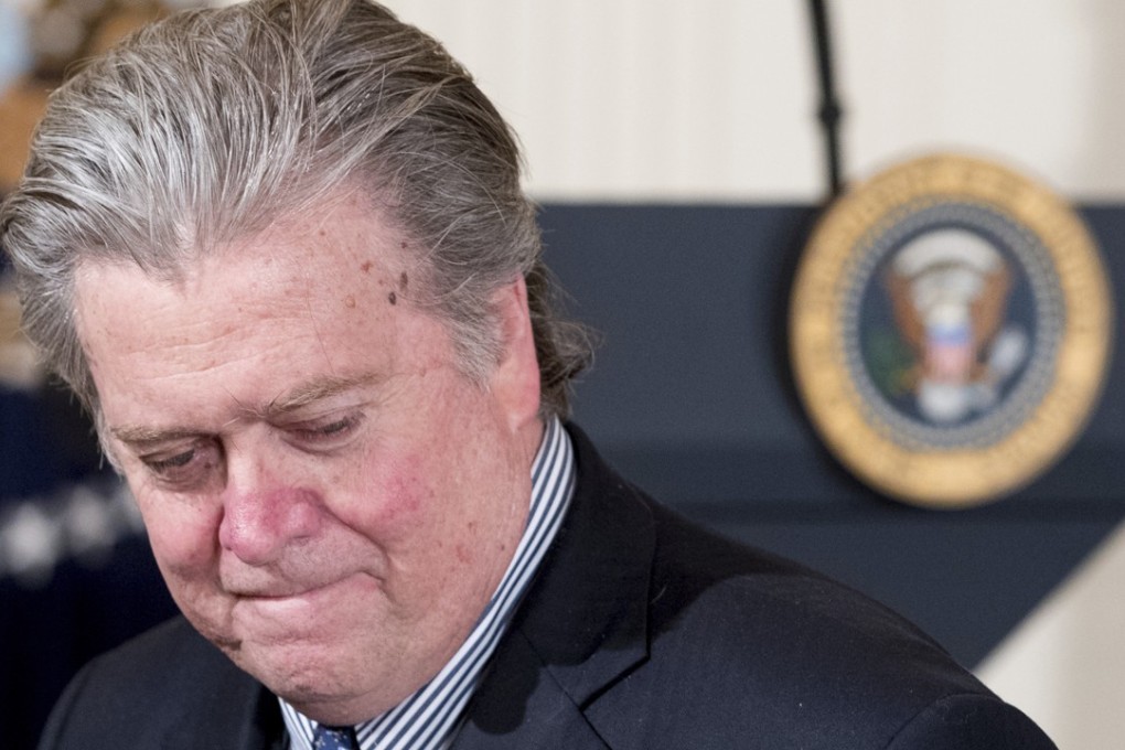 President Donald Trump's White House Senior Adviser Steve Bannon. He left the administration in August but is scheduled to give a speech in Hong Kong on Tuesday, September 12. Photo: AP