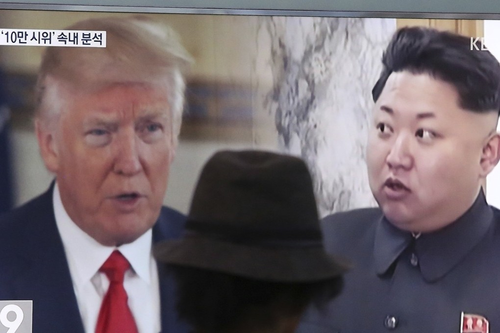 President Donald Trump and North Korean leader Kim Jong-un feature in a news programme being telecast at the Seoul Train Station on August 10. The North Korean octopus does not speak to the West in any intelligible language, and is still threatening. Photo: AP