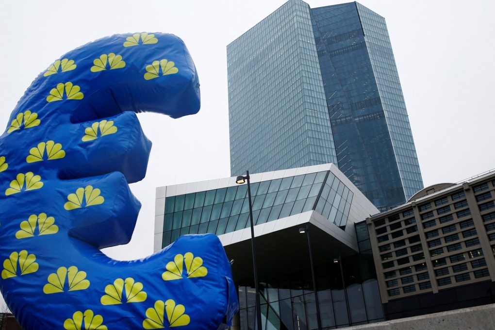 Inflated euro sign seen outside the headquarters of the European Central Bank in Frankfurt. The central banks have pumped a lot of cheap and easy money into the system since March 2008. Photo: Reuters
