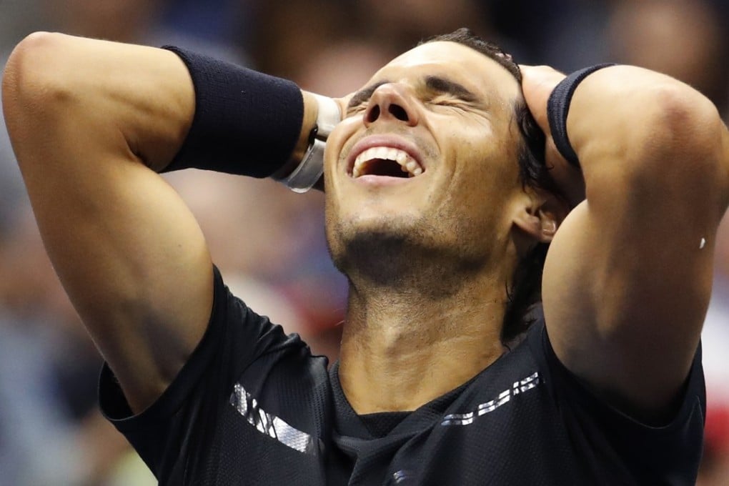 Rafael Nadal of Spain exults in joy after beating Kevin Anderson of South Africa to win the US Open in New York. Photo: AP