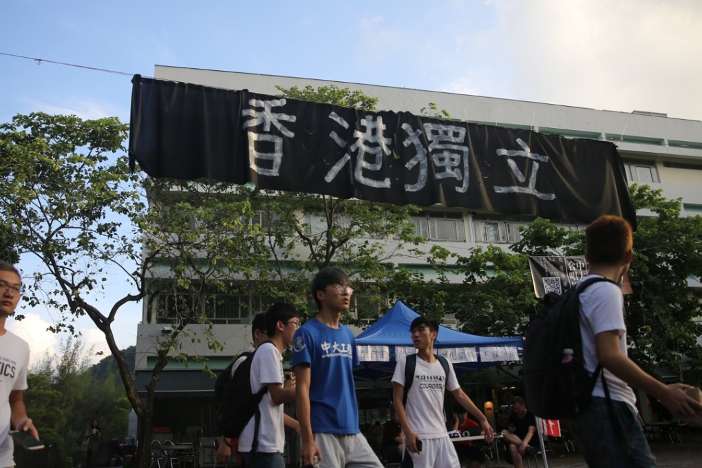 A banner advocating Hong Kong independence at Chinese University in Sha Tin last week. Photo: Sam Tsang