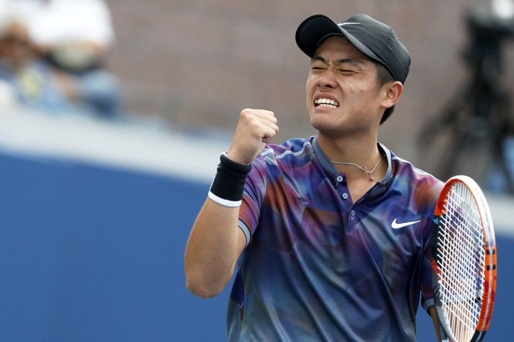 Wu Yibing of China celebrates a point during his boys final match against Axel Geller of Argentina at the US Open in New York. Photo: Xinhua