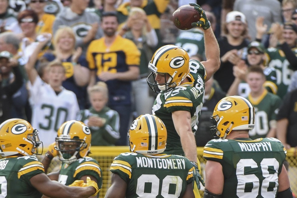 Green Bay Packers wide receiver Jordy Nelson (87) celebrates after scoring a touchdown in the third quarter during the game against the Seattle Seahawks at Lambeau Field. Photo: USA Today