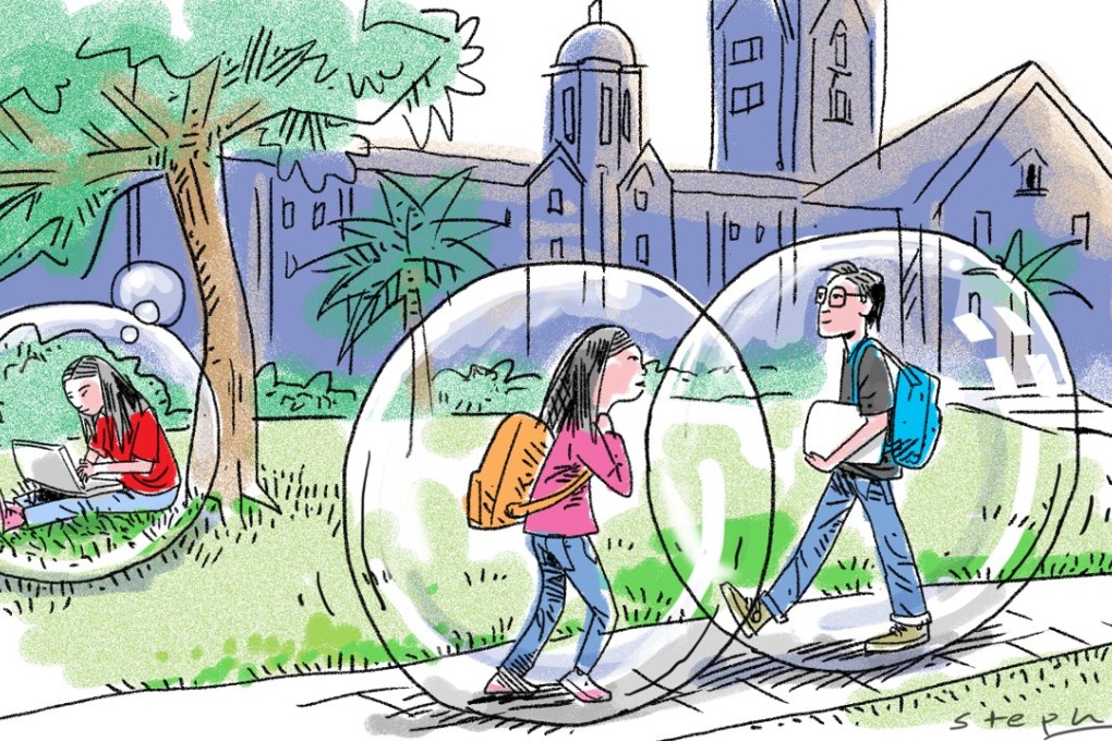 Social media in particular creates a bubble for students. They listen only to views that are the same as theirs, they form peer groups around social media platforms, thus sealing the bubble even more, and they constantly have their views reinforced. Illustration: Craig Stephens