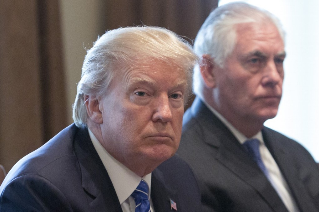 US President Donald Trump (left) and Rex Tillerson, US secretary of State, attend a cabinet meeting with Najib Razak, Malaysia's prime minister, not pictured, at the White House. Photo: Bloomberg
