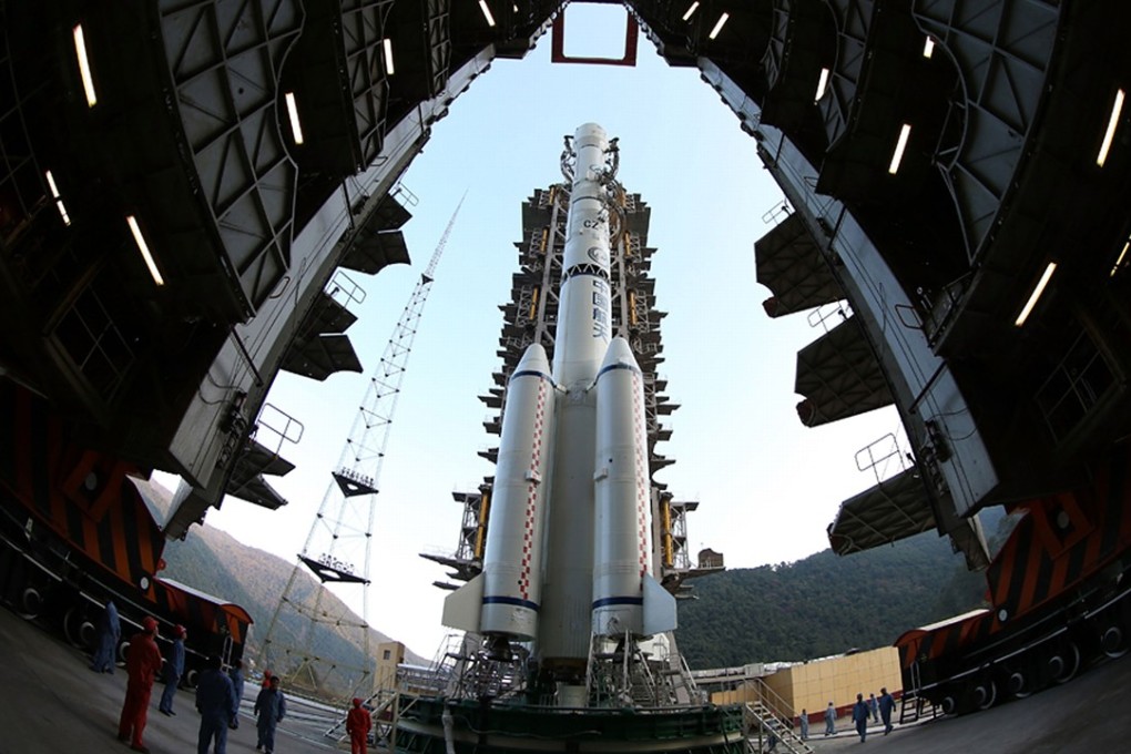 A file picture of a Long March 3B rocket carrying the Chang'e-3 lunar probe prepared for launch four years ago. Photo: Associated Press