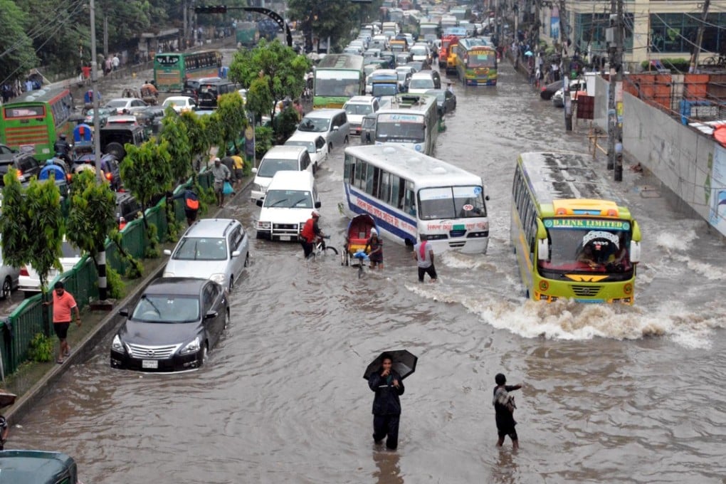A flooded street in Dhaka, Bangladesh. Photo: Xinhua