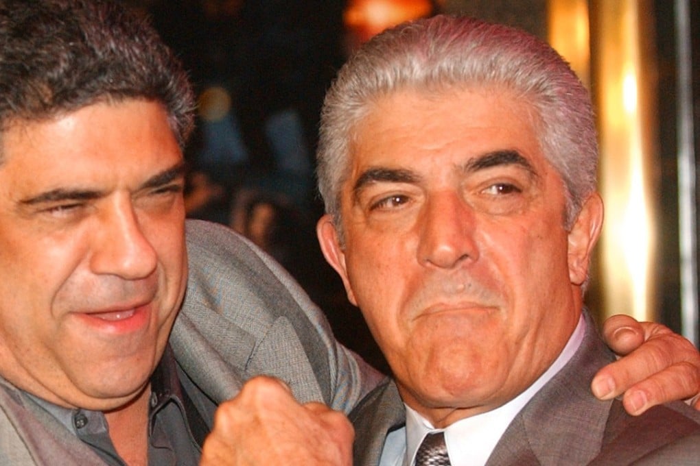 Frank Vincent (right) and co-star Vincent Pastore clown around at the fifth season premiere of the HBO series The Sopranos in New York. Photo: AP