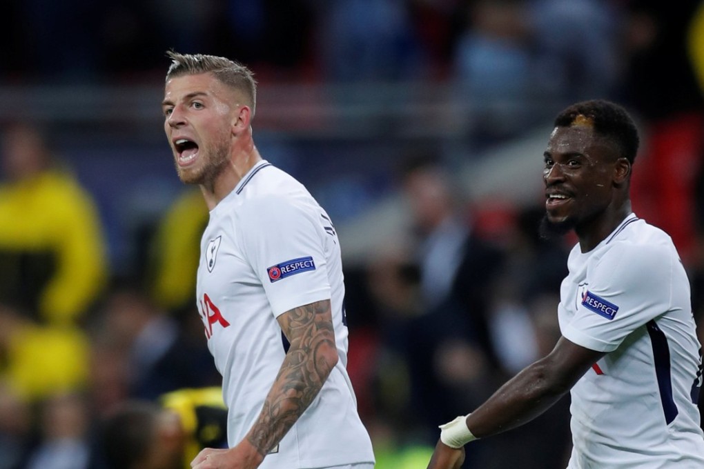 Tottenham Hotspur’s Toby Alderweireld and Serge Aurier celebrate after the 3-1 win over Borussia Dortmund. Photo: Reuters