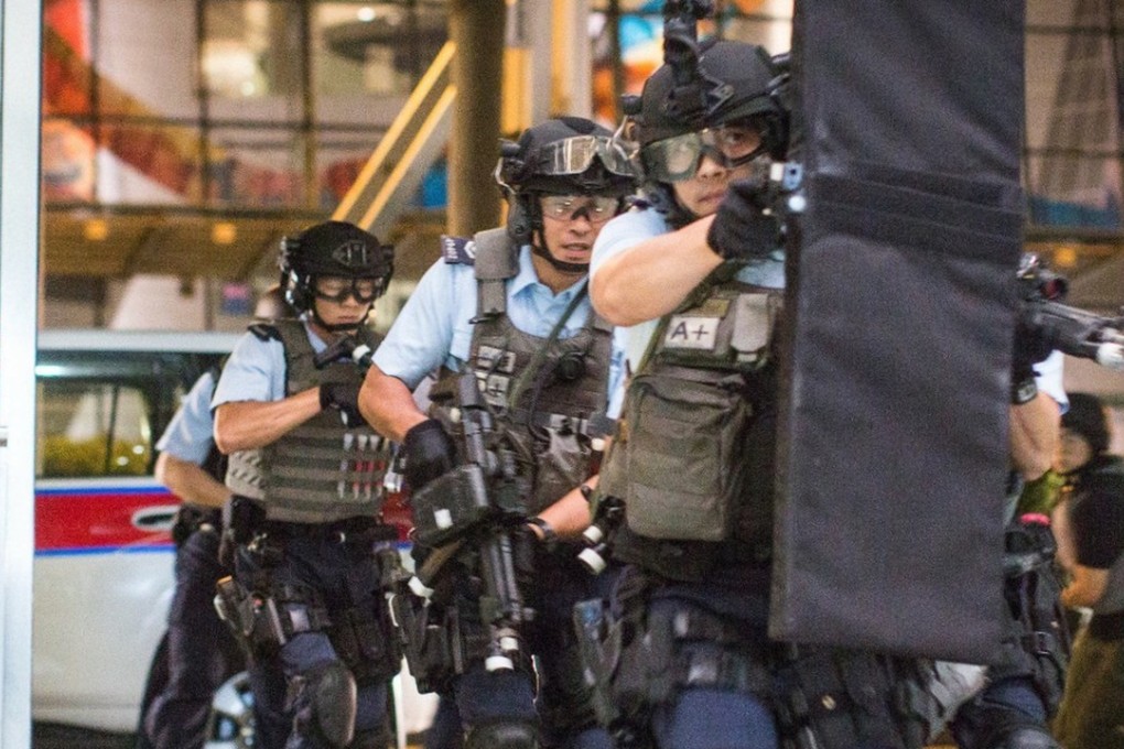 Hong Kong Police conduct an anti-terrorism drill in Central MTR station. Photo: Handout
