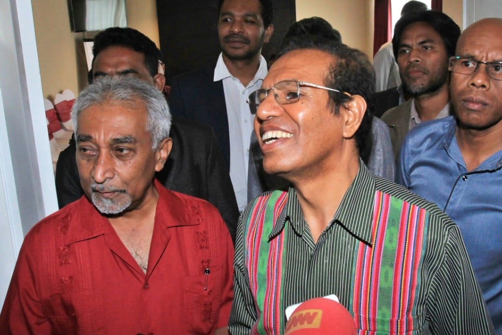 Mari Alkatiri (left) will serve as East Timor’s prime minister for a second time. Photo: EPA