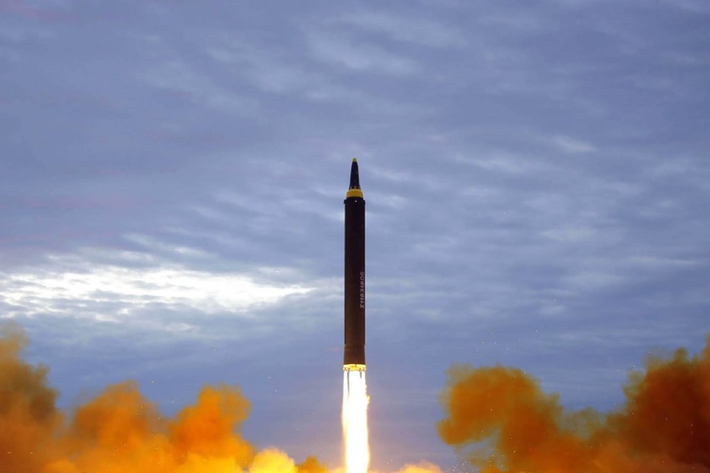 File photo from North Korea's official Korean Central News Agency (KCNA) taken on August 29, 2017 and released on August 30, 2017 shows North Korea's intermediate-range strategic ballistic rocket Hwasong-12 lifting off from the launching pad at an undisclosed location near Pyongyang. Photo: KCNA via AFP