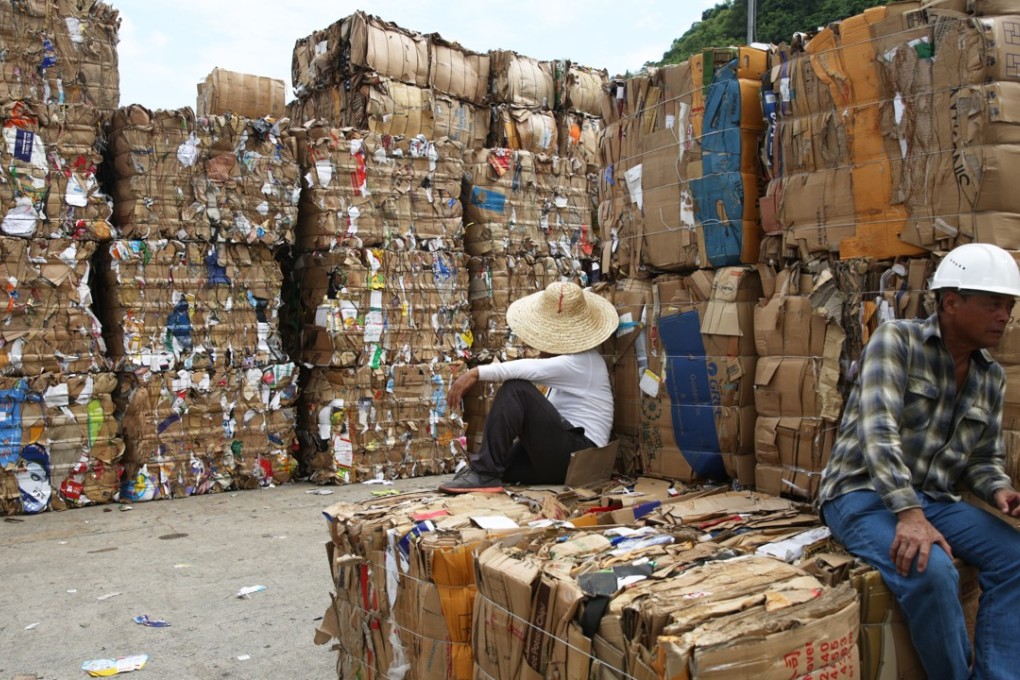 Piles of waste paper sitting at the Public Cargo Working Area on Wing Shun Street in Tsuen Wan. Photo: Sam Tsang
