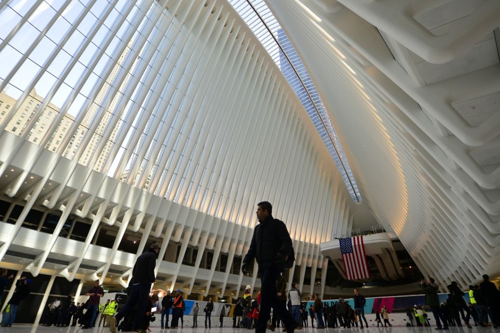 The median Manhattan rent was US$3,377 in August, up 0.5 per cent from August 2016. People walk through the new World Trade Center transportation hub in New York. Photo: Xinhua