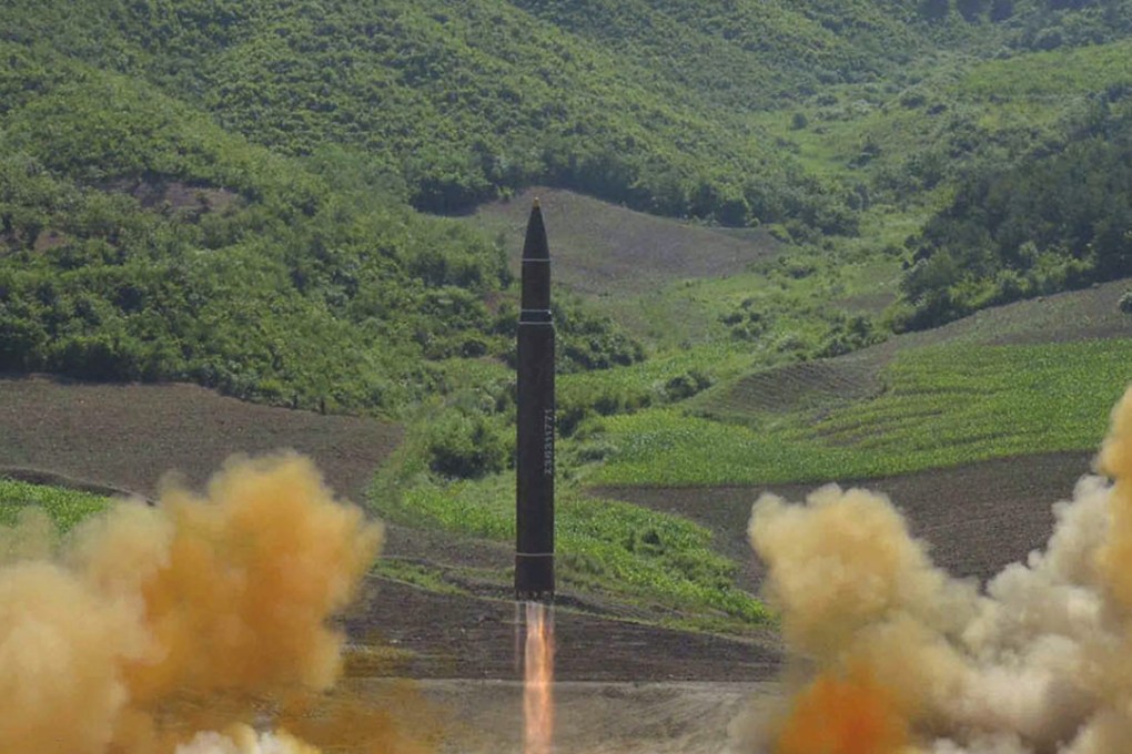 A file picture of a North Korean Hwasong-14 intercontinental ballistic missile test launched last month. Photo: Associated Press