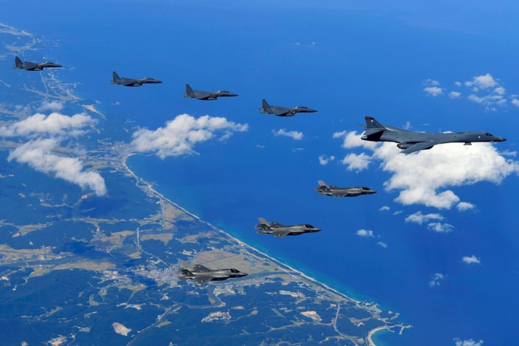 US and South Korean jets conduct a joint drill. China has called for the exercises to be halted in return for an end to North Korean nuclear and missile tests. Photo: AFP