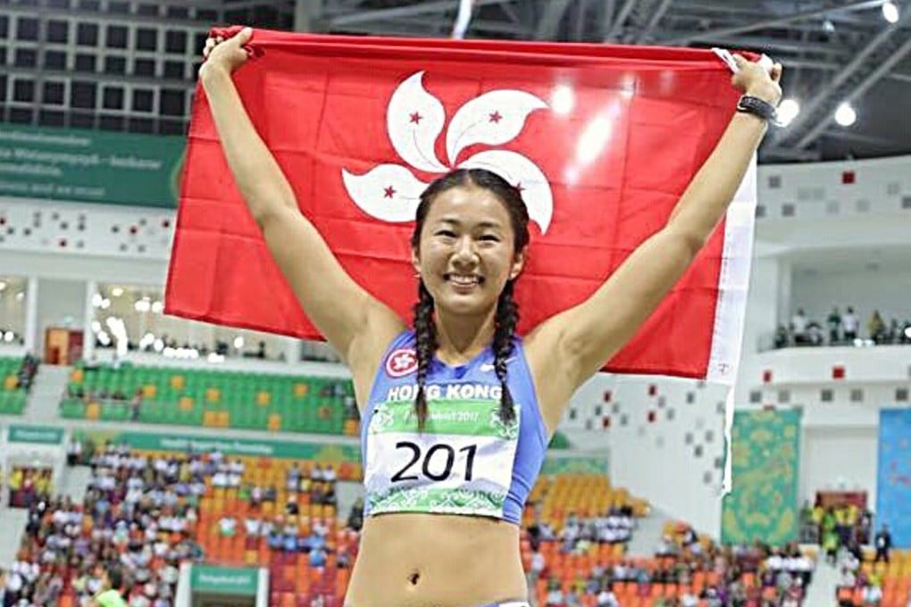 Lui Lai-yiu celebrates her gold medal for Hong Kong. Photos: Hong Kong Olympic Committee