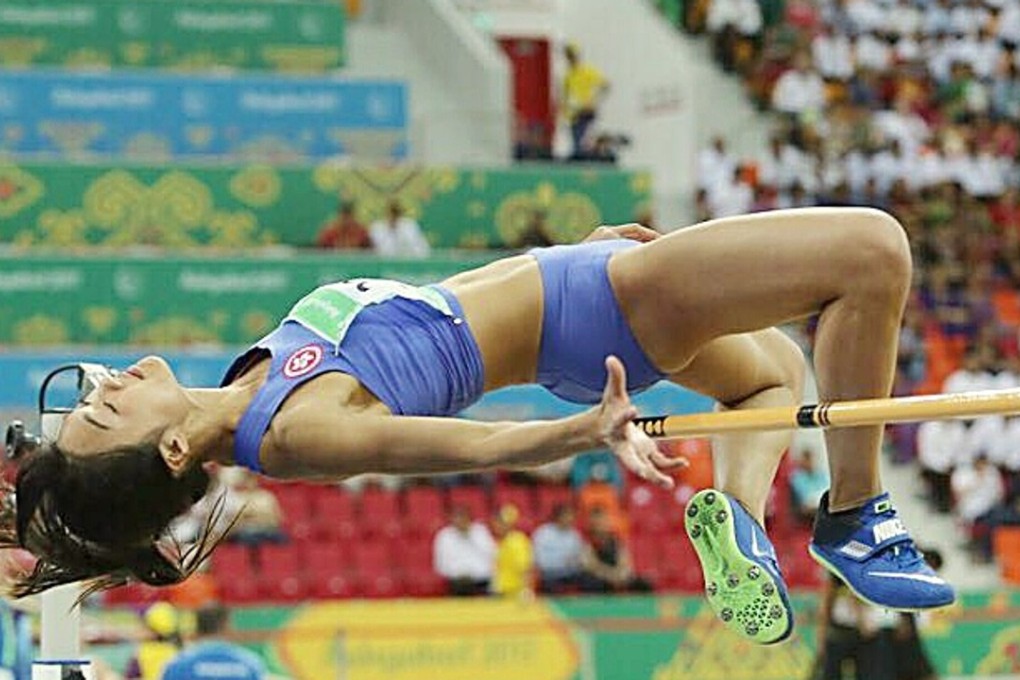 Hong Kong's Cecilia Yeung competes in the women's high jump at the Asian Indoor Games in Ashgabat, Turkmenistan. Photos: SF&OC