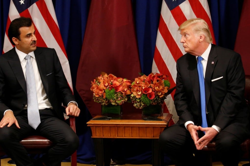 US President Donald Trump meets with Qatar's Emir Sheikh Tamim bin Hamad al-Thani in New York, at the United Nations on September 19, 2017. Photo: Reuters