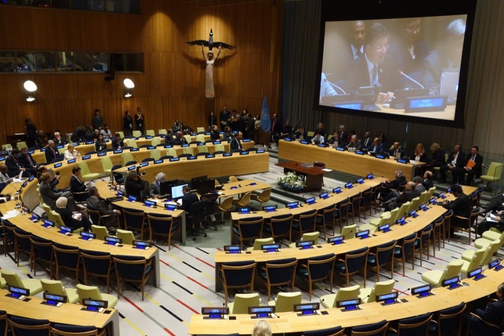Members attend the signing ceremony for the Treaty on the Prohibition of Nuclear Weapons. Photo: AFP