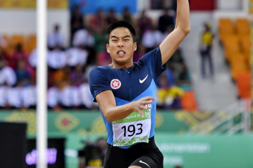 Chan Ming-tai in the long jump final