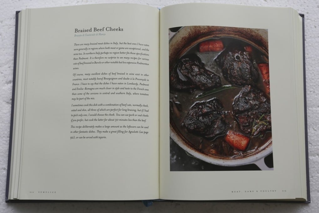 A recipe for Braised Beef Cheeks from the cookbook, Semplice: Real Italian Food – Ingredients and Recipes, by Dino Joannides