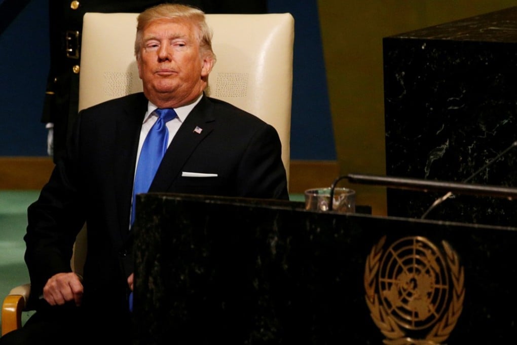 US President Donald Trump returns to his seat after delivering his address to the United Nations General Assembly in New York on September 19, 2017. Photo: Reuters