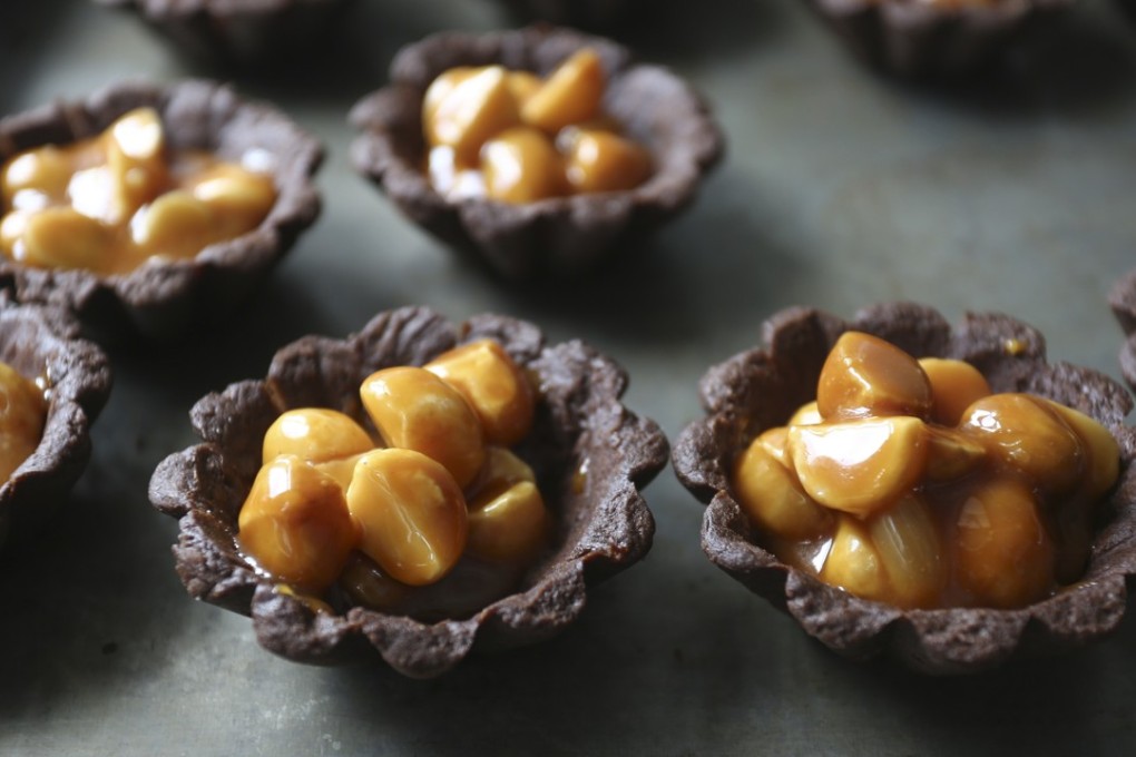 Susan Jung’s chocolate and macadamia tarts with salted caramel recipe. Pictures: Jonathan Wong. Styling: Nellie Ming Lee
