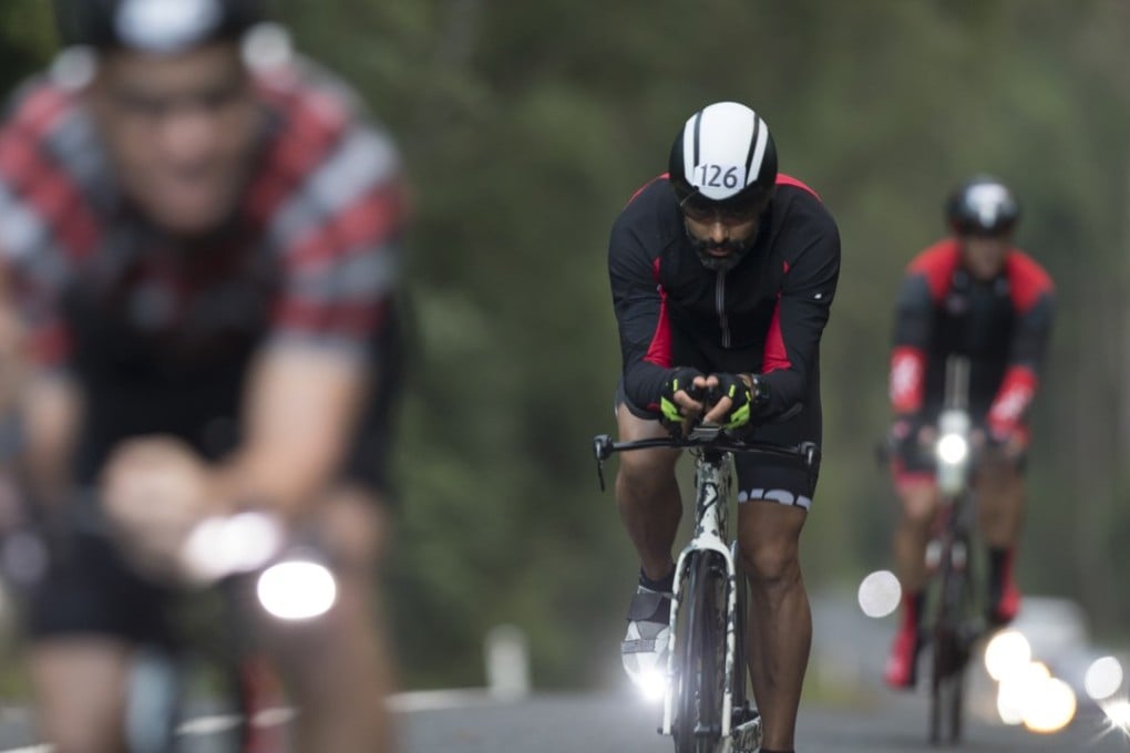 Mayank Vaid cycles during the Ultraman Australia Noosa 2017. Photo: courtesy of Mayank Vaid