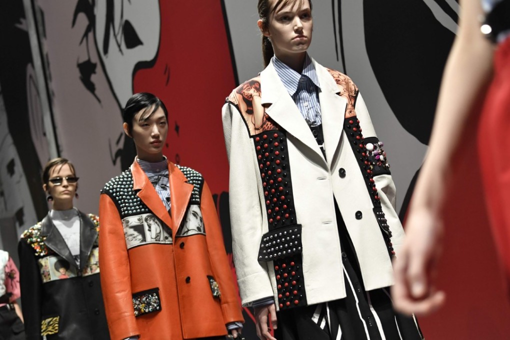 Models present creations for Prada’s women’s spring-summer 2018 fashion show at Milan Fashion Week. Photo: AFP