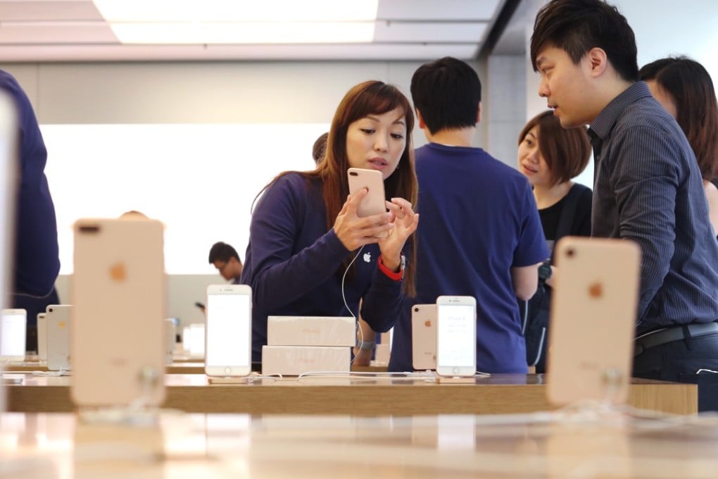 There were no large crowds for the iPhone 8 launch, unlike for previous Apple product releases. Photo: Felix Wong