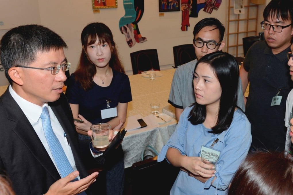 Lands Department director Thomas Chan Chung-ching explaining the drone project on Friday. Photo: Handout