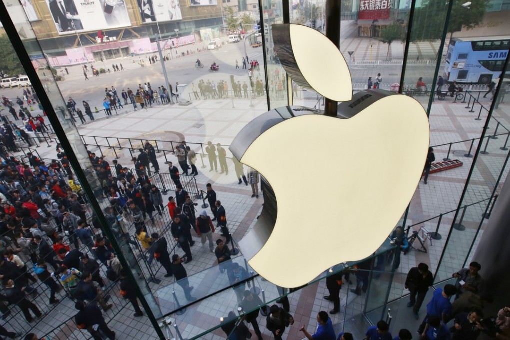 An Apple store in Wangfujing shopping district in Beijing. The US company ranks second in user loyalty in China, lagging behind Huawei Technologies. Photo: EPA