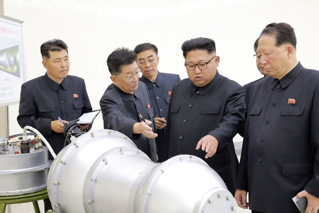 North Korean leader Kim Jong-un examines what Pyongyang claimed was a hydrogen bomb in this photo released hours before Kim’s regime conducted an underground nuclear test. Photo: KCNA via AFP