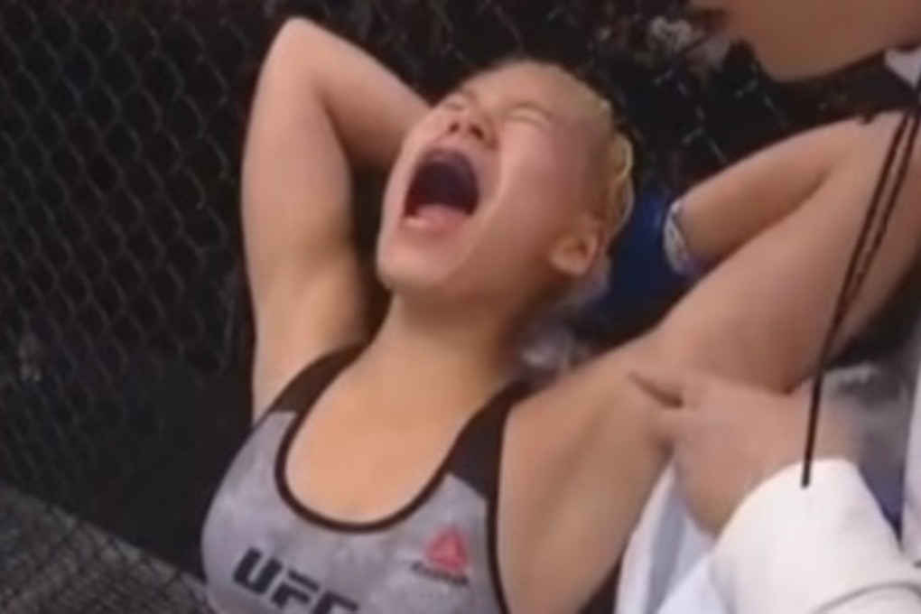 Chan Mi Jeon lets out a scream between rounds during her loss at UFC Fight Night Tokyo. Photo: Youtube