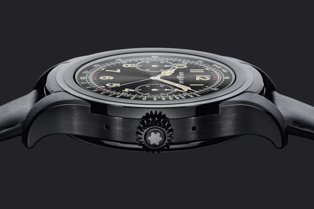 Side view of the Montblanc Summit smartwatch.