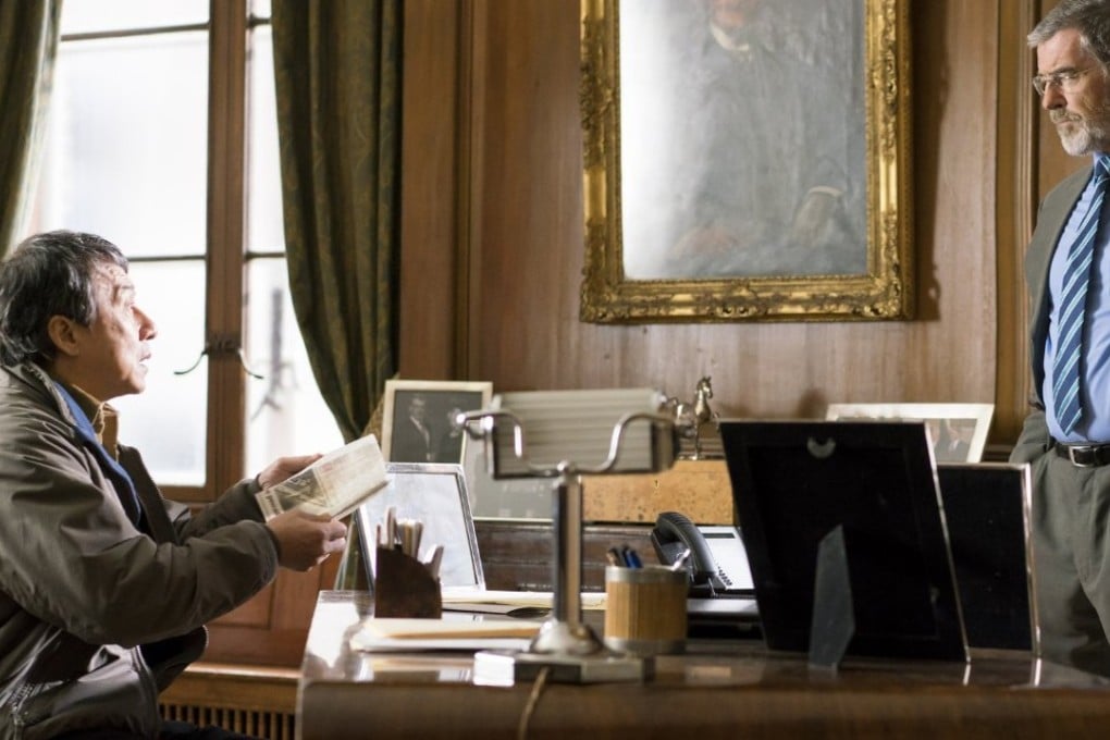 Jackie Chan and Pierce Brosnan in The Foreigner, where the martial arts star plays a man hunting down those responsible for a London terrorist attack that killed his daughter.