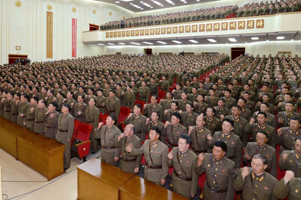 North Korean military officers vow to wage a sacred war against the US at a meeting in Pyongyang in this undated photo released by North Korea’s KCNA news agency on September 22. Photo: Reuters.