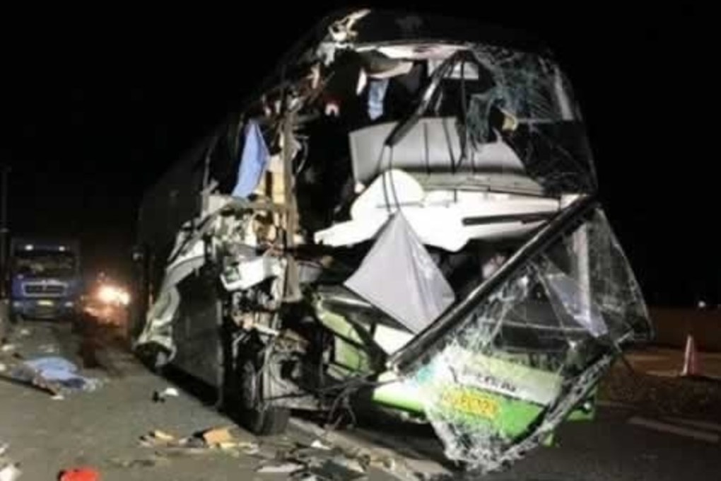 The vehicle was heavily damaged in the accident. Photo: Weibo