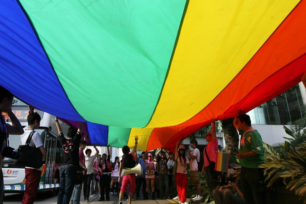 A rainbow flag at the second Hong Kong Pride Parade march from Southorn Playground to Chater Garden. Photo: Jonathan Wong